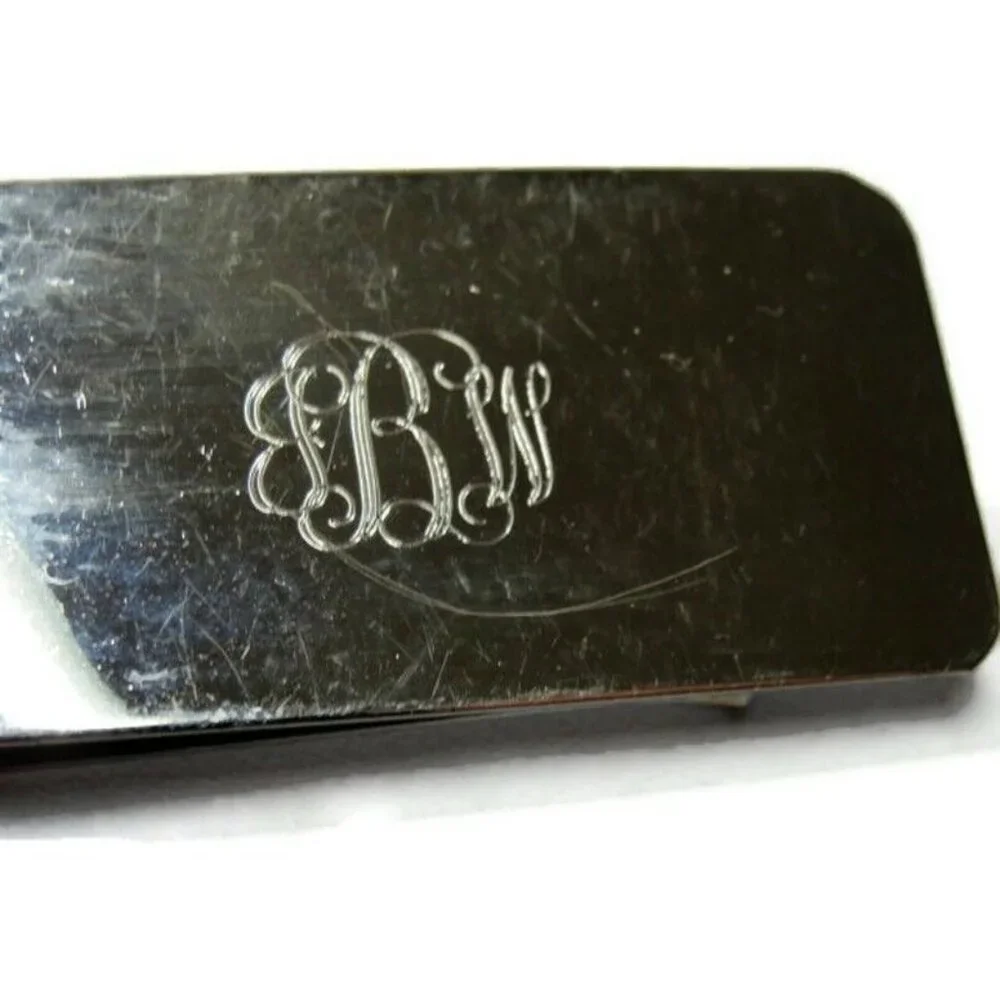 Monogram JBW Money Clip Silver Tone Cash Holder Used